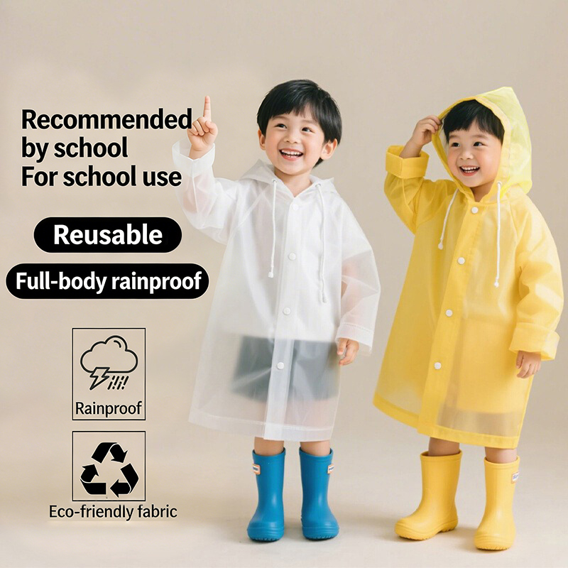 Camping Rain Poncho - Imperméable jetable pour enfants en EVA,