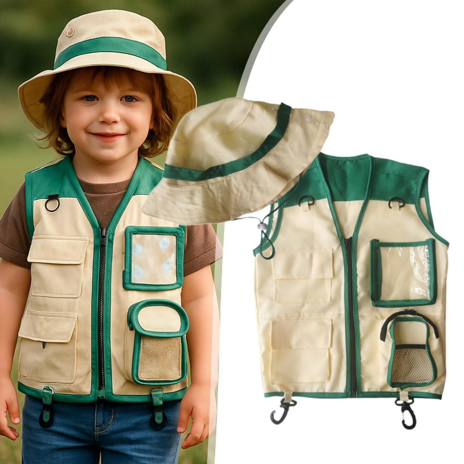 Outdoor Camping Kids Activities - Ensemble gilet et chapeau d'exploration en