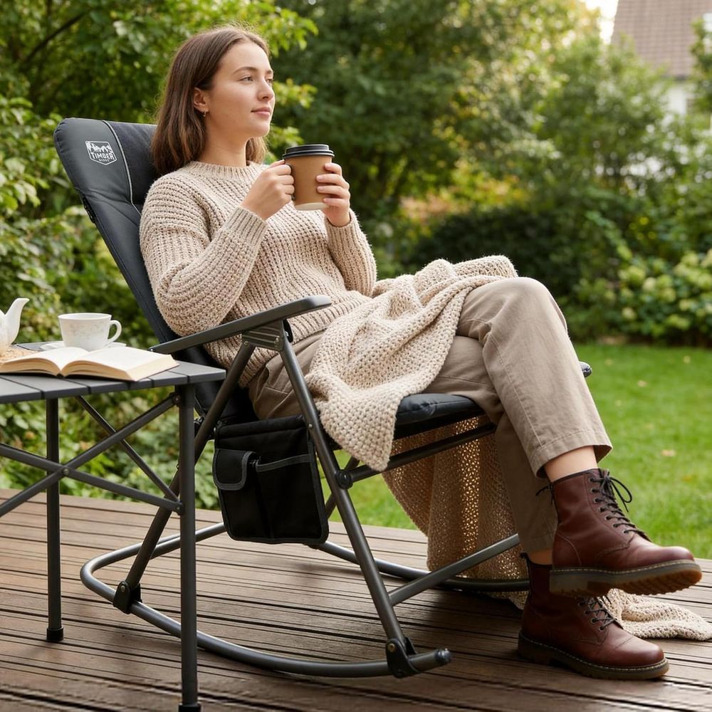 Outdoor Camping Rocker - Fauteuil à bascule de camping surdimensionné,