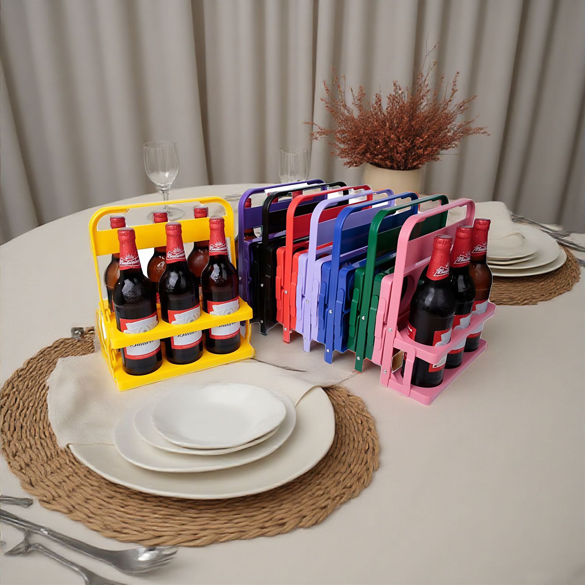 Collapsible Water Bottle - Porte-bouteilles pliable pour six bouteilles, panier