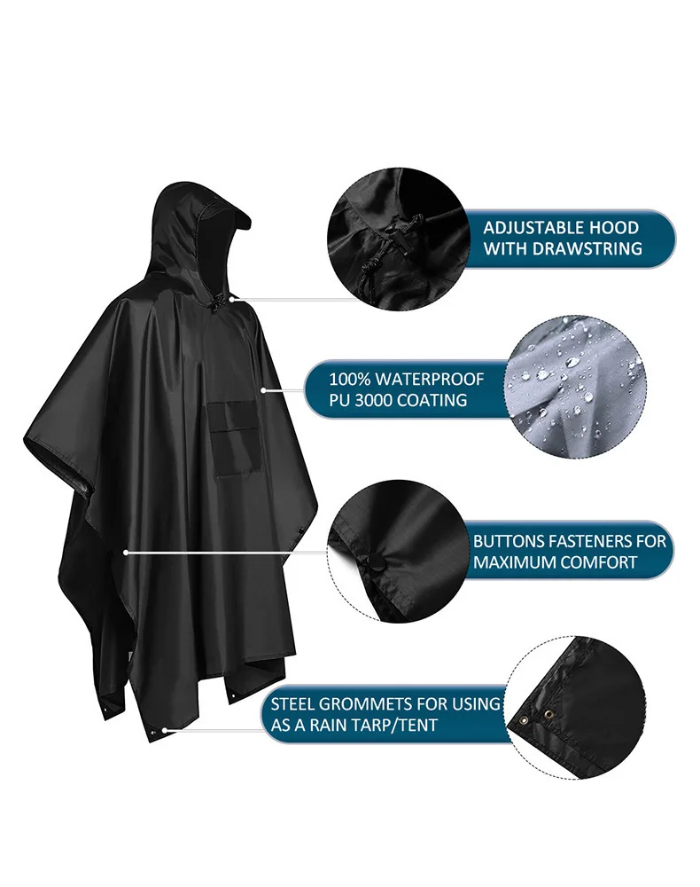Camping Rain Poncho - 2026 Pour le camping et la