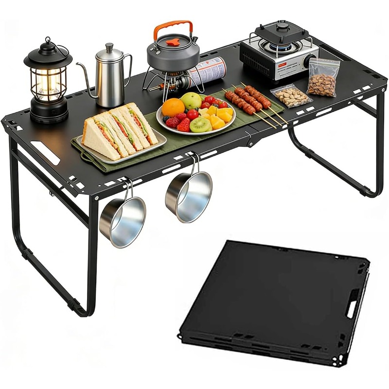 Outdoor Camping Cooking Table - Table de camping pliable réglable portable