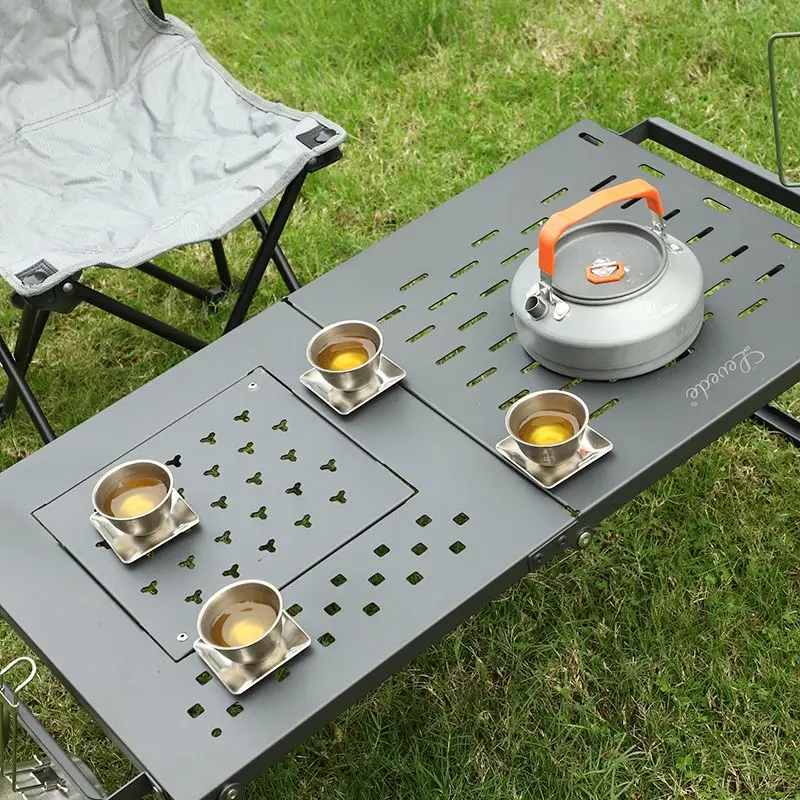 Outdoor Camping Cooking Table - Table pliante portable en maille de