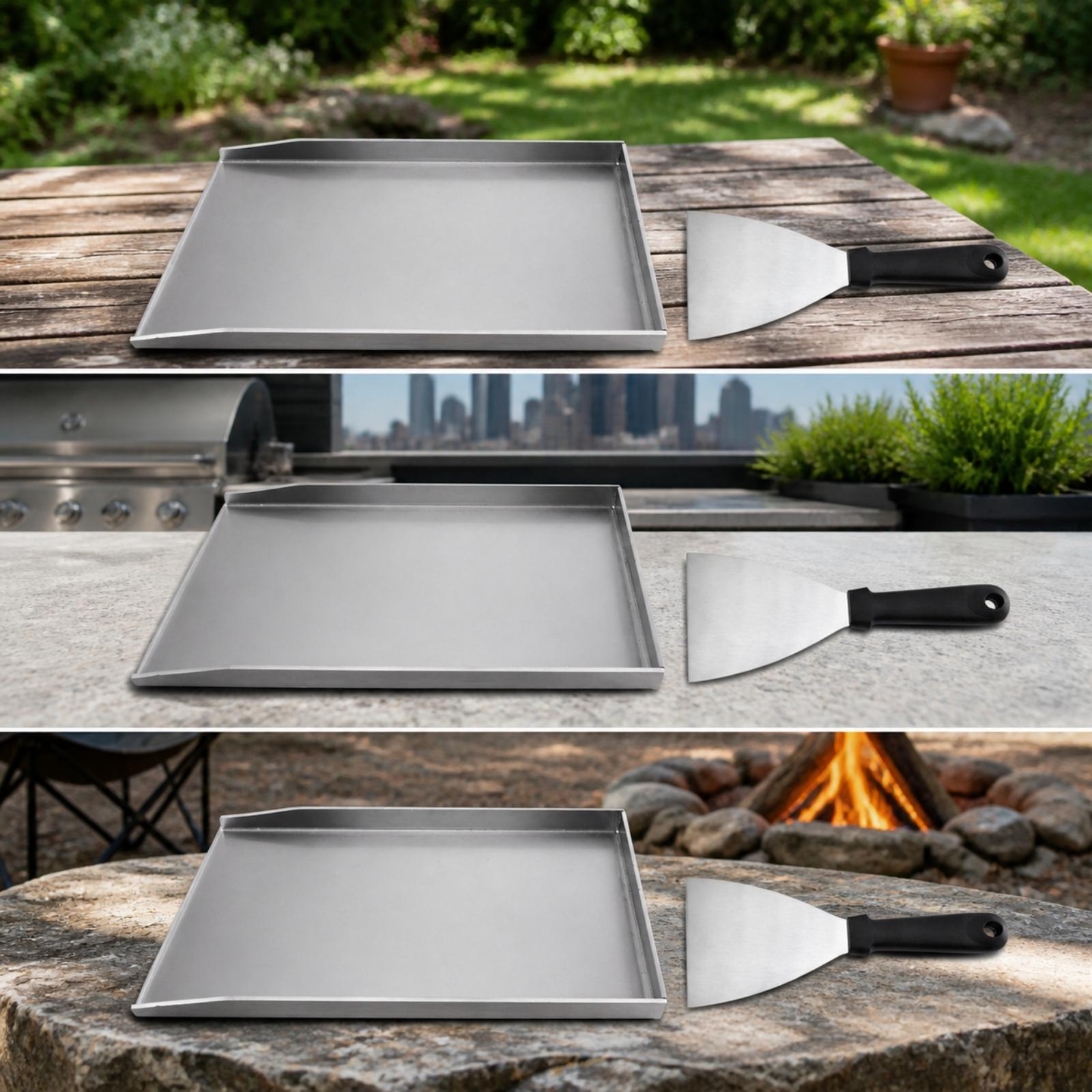 Poêle rectangulaire à bord sur - Outdoor Camping Griddle avis et prix