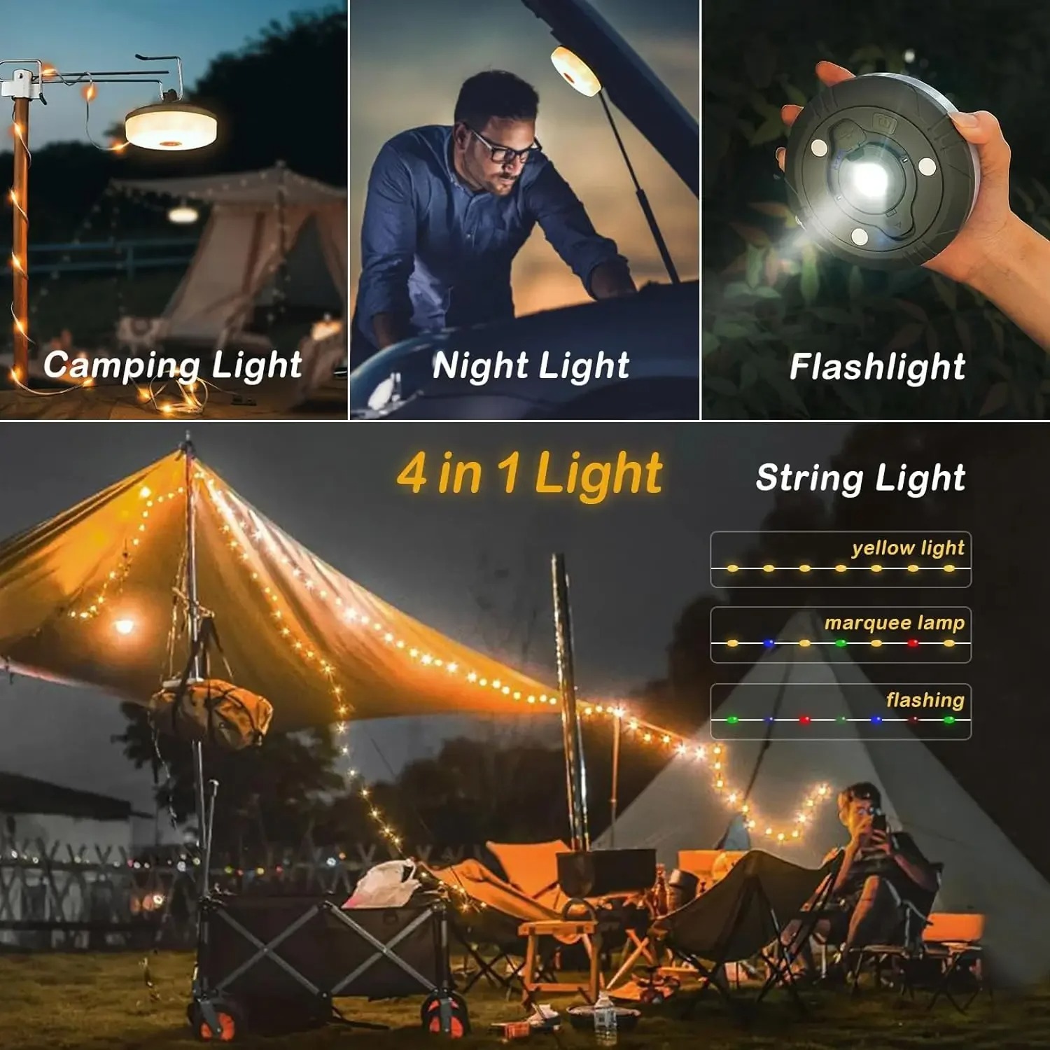 4 en 1 Camping lumière LED bob - Outdoor Camping Lights String avis et prix